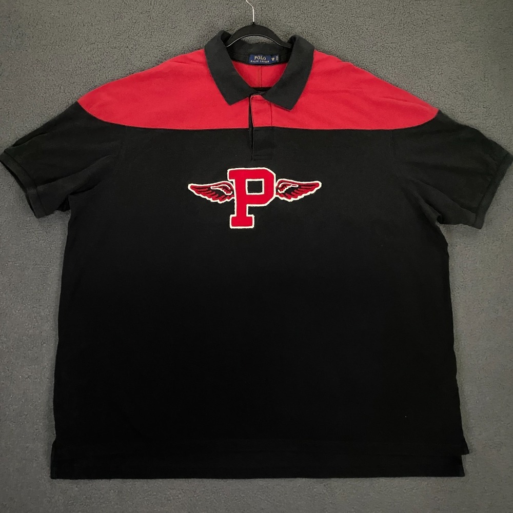 Polo Ralph Lauren P Wing Rugby Shirt Mens 5XB Red Black Short Sleeve